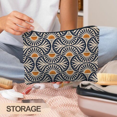 Boho Makeup Bag Gifts for Women, Sunset Leaf Aesthetic Makeup Pouch in Kuwait