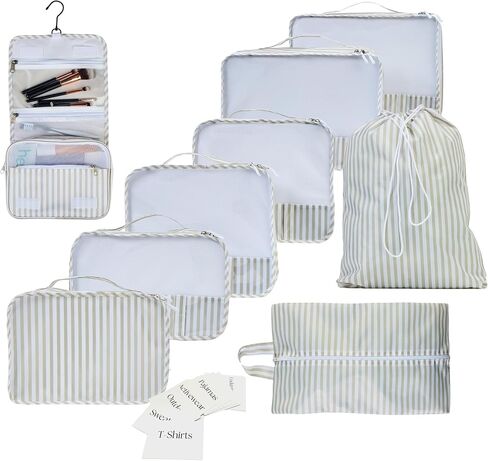 9 Piece Set Packing Cubes - Suitcase Organizer, Cute Packing Cubes, Travel Bag Organizer Luggage, Toiletry & Makeup Bag, Gifts for Women, Teachers and Gradutes -Blue Daisy in Saudi Arabia