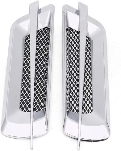 2pcs Car Side Air Vent Trim Cover, Universal Mesh Vent Air Flow Fender Intake Grille Vent Net Cover Decoration Sticker (Silver) in Saudi Arabia