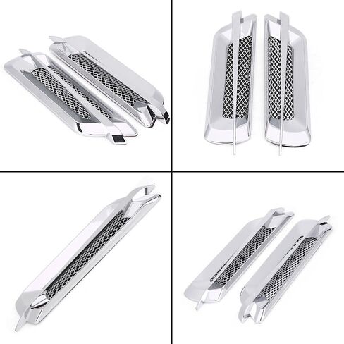 2pcs Car Side Air Vent Trim Cover, Universal Mesh Vent Air Flow Fender Intake Grille Vent Net Cover Decoration Sticker (Silver) in Saudi Arabia