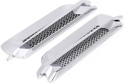 2pcs Car Side Air Vent Trim Cover, Universal Mesh Vent Air Flow Fender Intake Grille Vent Net Cover Decoration Sticker (Silver) in Saudi Arabia