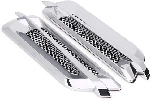 2pcs Car Side Air Vent Trim Cover, Universal Mesh Vent Air Flow Fender Intake Grille Vent Net Cover Decoration Sticker (Silver) in Saudi Arabia
