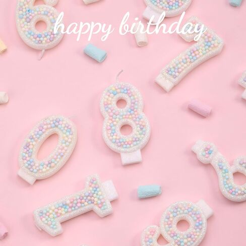 Birthday Candles, Number 7 Candles for Cake with 12 Pcs Rainbow Pearl Candles, 3D Macaron Glitter Cake Topper Decoration for Birthday, Anniversary, Wedding, Theme Party (Macaron Glitter, Number 7) in Saudi Arabia