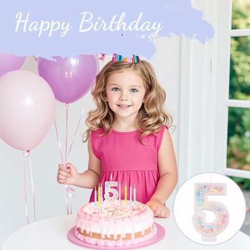 شموع عيد ميلاد ، رقم 7 شموع للكعكة مع 12 PCS شموع قوس قزح لؤلؤة ، ثلاثية الأبعاد معكرون الكعكة توببر الديكور لعيد الميلاد ، الذكرى السنوية ، حفل زفاف ، موضوع (معكرون بريق ، رقم 7) in Kuwait