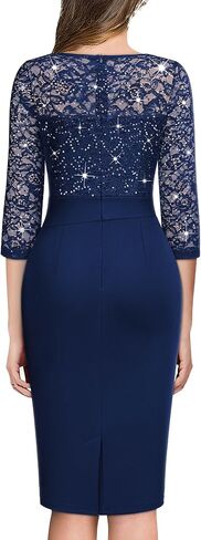 Miusol Women's Elegant Scoop Neck Glitter Sequin Lace Cocktail Party Dress in Kuwait