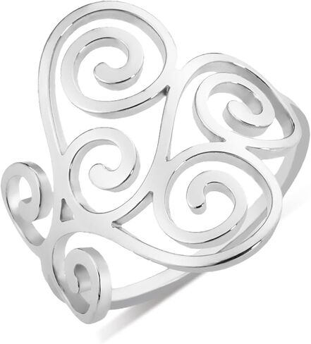 TEAMER Vintage Filigree Flower Ring Stainless Steel Elegant Flower Ring Wedding Band Ring for Women in Saudi Arabia