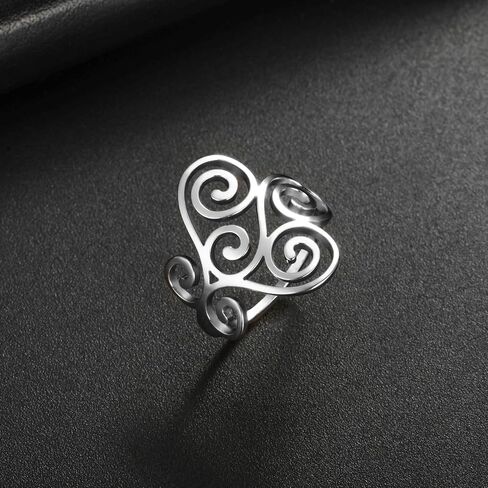 TEAMER Vintage Filigree Flower Ring Stainless Steel Elegant Flower Ring Wedding Band Ring for Women in Saudi Arabia