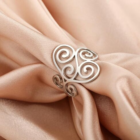 TEAMER Vintage Filigree Flower Ring Stainless Steel Elegant Flower Ring Wedding Band Ring for Women in Saudi Arabia