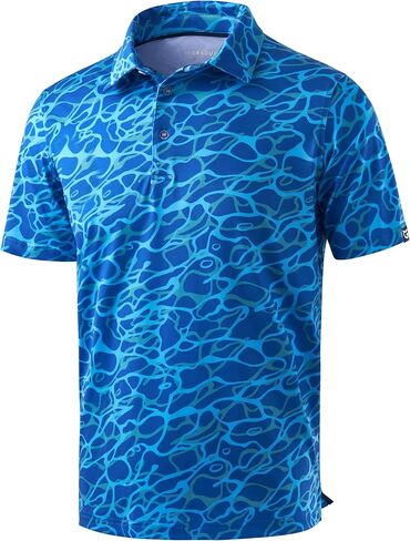 Men's Golf Shirt Short Sleeve Dry Fit Polo Moisture Wicking Print Collared Golf Shirts for Men Casual Lightweight in Saudi Arabia