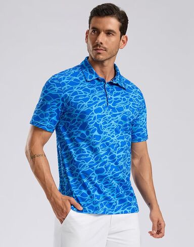 Men's Golf Shirt Short Sleeve Dry Fit Polo Moisture Wicking Print Collared Golf Shirts for Men Casual Lightweight in Saudi Arabia