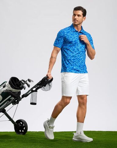 Men's Golf Shirt Short Sleeve Dry Fit Polo Moisture Wicking Print Collared Golf Shirts for Men Casual Lightweight in Saudi Arabia