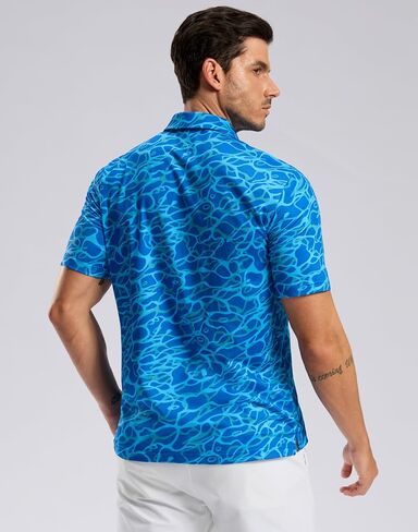 Men's Golf Shirt Short Sleeve Dry Fit Polo Moisture Wicking Print Collared Golf Shirts for Men Casual Lightweight in Saudi Arabia