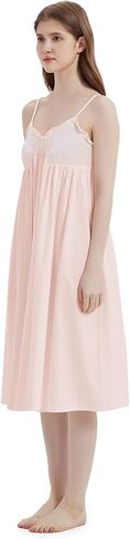 VALITY Women's Nightgown Sleeveless Cotton Sleep Dress Lace Spaghetti Strap Sleepshirts Victorian Sleepwear in Saudi Arabia
