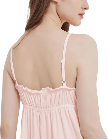 VALITY Women's Nightgown Sleeveless Cotton Sleep Dress Lace Spaghetti Strap Sleepshirts Victorian Sleepwear in Saudi Arabia