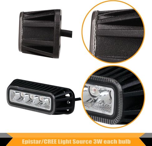 4 pcs 4" x 1.5" Rectangle LED Amber Strobe Light, 4 LED 12W IP65 Waterproof, Super Bright High Powered Strobe for Towing 6 Flash Patterns (Built in Flasher) Surface Mount 10V-30V in Saudi Arabia
