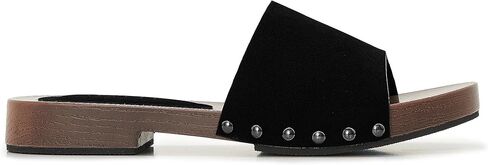 Womens's Wooden Style Block Heel Sandal Open Toe Platform Clogs Rivet Studed Slip On Summer Mules in Kuwait