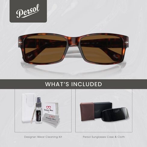 Persol PO2803S Rectangle Sunglasses for Men + Bundle with Designer Iwear Eyewear Kit in Saudi Arabia