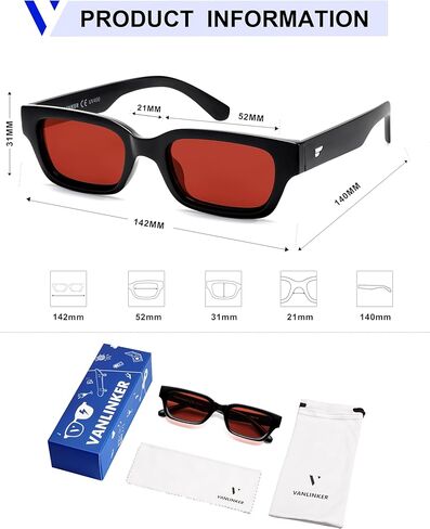 VANLINKER Polarized Trendy Small Skinny Square Cat Eye Sunglasses for Women Retro Vintage Shades VL9846 in Saudi Arabia