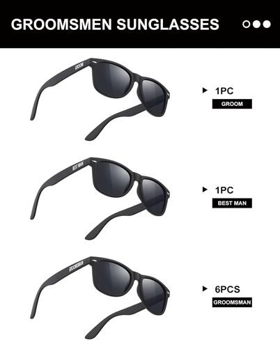 8 Pack Groomsmen Sunglasses - Wedding Sunglasses Set for Groomsman Proposal Gifts, Bachelor Party Favors in Saudi Arabia