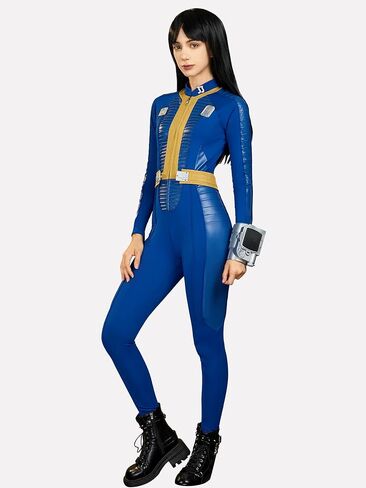 miccostumes Women's Blue Jumpsuit Cosplay Costume Fullset Bodysuit and Belt with Brooch in Saudi Arabia