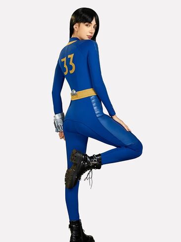 miccostumes Women's Blue Jumpsuit Cosplay Costume Fullset Bodysuit and Belt with Brooch in Saudi Arabia