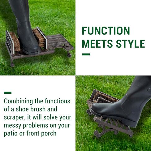 MyGift Dark Coffee Cast Iron Heavy Duty Entryway Doormat Shoe Scraper and Dirt Cleaner Brush with Angled Design and Boot Puller/Outdoor Boot Mud Brush in Kuwait