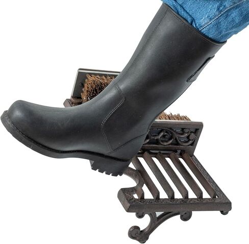 MyGift Dark Coffee Cast Iron Heavy Duty Entryway Doormat Shoe Scraper and Dirt Cleaner Brush with Angled Design and Boot Puller/Outdoor Boot Mud Brush in Kuwait