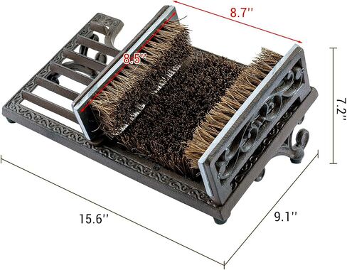 MyGift Dark Coffee Cast Iron Heavy Duty Entryway Doormat Shoe Scraper and Dirt Cleaner Brush with Angled Design and Boot Puller/Outdoor Boot Mud Brush in Kuwait