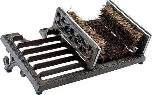 MyGift Dark Coffee Cast Iron Heavy Duty Entryway Doormat Shoe Scraper and Dirt Cleaner Brush with Angled Design and Boot Puller/Outdoor Boot Mud Brush in Kuwait