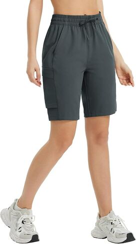 baleaf Women's 9" Cargo Shorts Hiking Water Resistant Pockets Bermuda Lightweight UPF50+ Camping Travel Outdoor in Kuwait