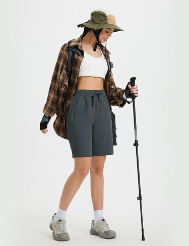 baleaf Women's 9" Cargo Shorts Hiking Water Resistant Pockets Bermuda Lightweight UPF50+ Camping Travel Outdoor in Kuwait