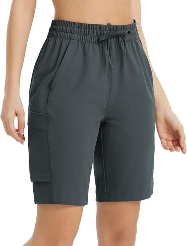 baleaf Women's 9" Cargo Shorts Hiking Water Resistant Pockets Bermuda Lightweight UPF50+ Camping Travel Outdoor in Kuwait