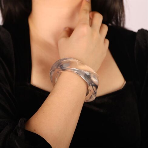 Sither Chunky Acrylic Bracelet for Women Cuff Bangle Bracelet Colorful Irregular Wide Bracelet for Halloween Christmas Gift in Saudi Arabia