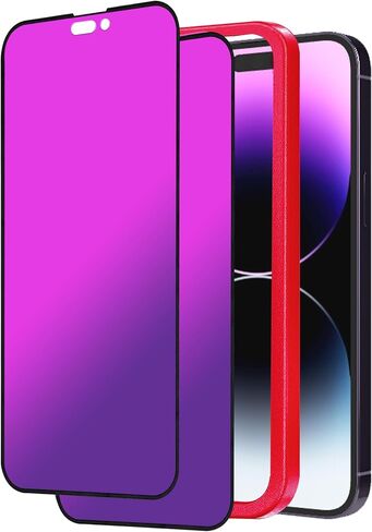 عبوتان من الزجاج المقسى المتدرج لهاتف iPhone 16 واقي شاشة الخصوصية لهاتف iPhone16 25 درجة مضاد للتجسس ومضاد للخدش مع إطار تثبيت (6.1 بوصة أرجواني) in Saudi Arabia