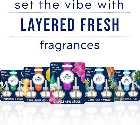 Glade PlugIns Refills Air Freshener, Jasmine & Honeysuckle, Scented and Essential Oils for Home and Bathroom, 0.67 Fl Oz, 10 Count in Kuwait