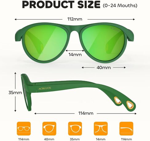 Baby Sunglasses Skin Feel Frame Polarized UV Protection Kids Glasses for Toddler Infant Boys Girls Age 0-24 Months in Saudi Arabia