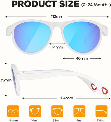 Baby Sunglasses Skin Feel Frame Polarized UV Protection Kids Glasses for Toddler Infant Boys Girls Age 0-24 Months in Saudi Arabia