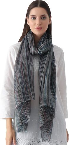 EH 100 ٪ الكتان النقي Scraf ، سرق متعدد الألوان Ikat نسج الكتان الباشمينا التهوية كبيرة in Kuwait