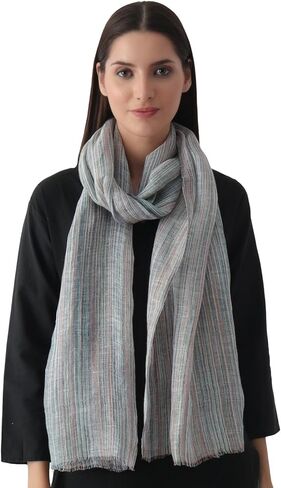 EH 100% Pure Linen scraf, stole multicolor Ikat weave large airy pashmina linen in Kuwait