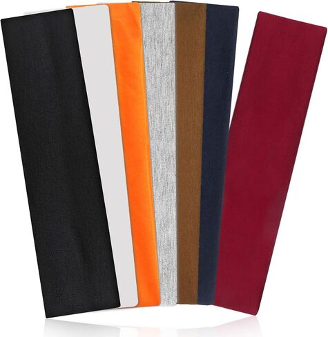 Black Headbands for Women Non Slip 7Pcs Elastic Head Bands for Women's Hair Soft Cotton Cloth Fashion Stretch Headbands for Women for Daily Workout Sports Running Yoga in Saudi Arabia
