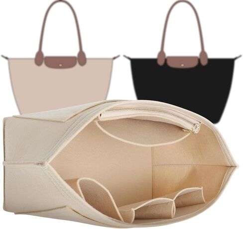 Doxo Longchamp Organizer Isert Bag المتوافق مع حقائب اليد الكبيرة ، منظم محفظة مع حامل الكأس (L ، الأسود) in Kuwait