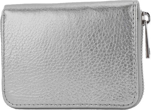 P04 - محفظة المرأة الإيطالية الجلدية الأصلية (Silver Gray Metallic) in Kuwait