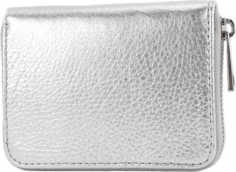 P04 - محفظة المرأة الإيطالية الجلدية الأصلية (Silver Gray Metallic) in Kuwait