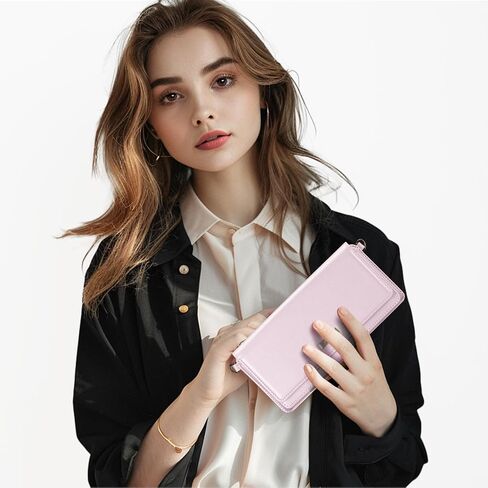 CaseMe Women Wallet RFID Blocking Multi Card Slots with Zipper Pocket Detachable Wristlet & Shoulder Strap in Saudi Arabia