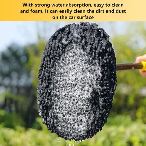 Car Wash Brush with Long Handle, 15°Curved Car Cleaning Brush with Replaceable Head Cover, Truck Washing Brushwith Telescopic Handle Wash Mop Kit 5PCS in Kuwait