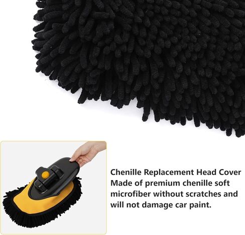 Car Wash Brush with Long Handle, 15°Curved Car Cleaning Brush with Replaceable Head Cover, Truck Washing Brushwith Telescopic Handle Wash Mop Kit 5PCS in Kuwait