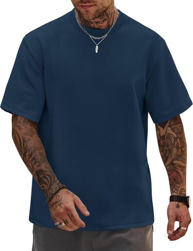 القمصان الضخمة ذات الحجم الثقيل طاقم القطن على الرقبة تمتد أزياء الصيف قمم تي شيرت سميكة (S-XXL) in Saudi Arabia