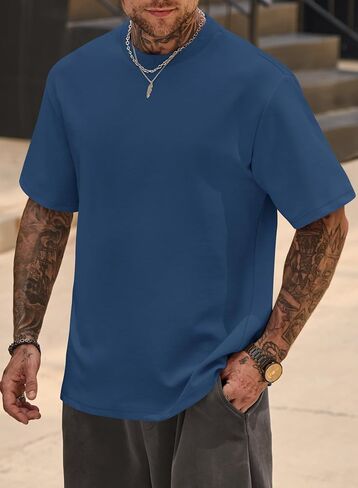 القمصان الضخمة ذات الحجم الثقيل طاقم القطن على الرقبة تمتد أزياء الصيف قمم تي شيرت سميكة (S-XXL) in Saudi Arabia