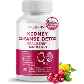 Kidney Cleanse Detox Cranberry Dandelion - Supports Kidney Function, Promotes Detoxification- Made and Tested in The USA