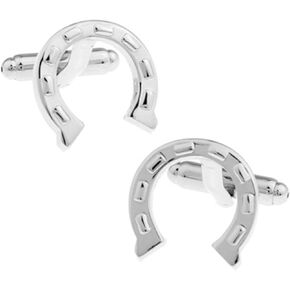 Horseshoe Horse Race Racing Silver Cufflinks for Equestrian Enthusiasts, Stylish Accessory for Formal and Casual Events